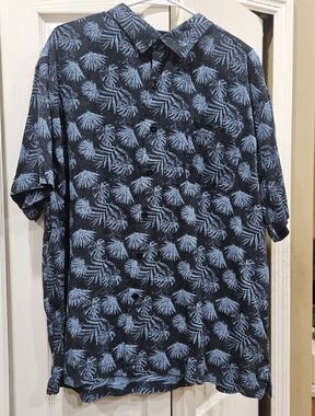 NAT NAST SILK SHIRT, Blue Nat Nast Silk Mens Shirt, XXL Mens shirt